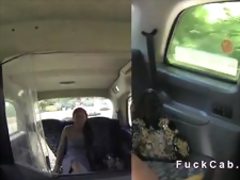 Brazilian babe fucks in London fake taxi